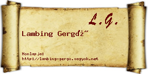 Lambing Gergő névjegykártya